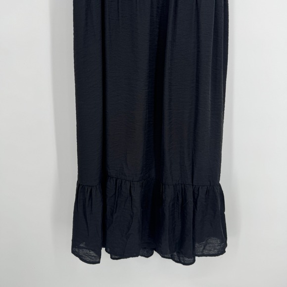 Moon River Open Back Maxi Dress Medium Black Strappy Ruffle Hem Elegant Chic - Picture 7 of 14